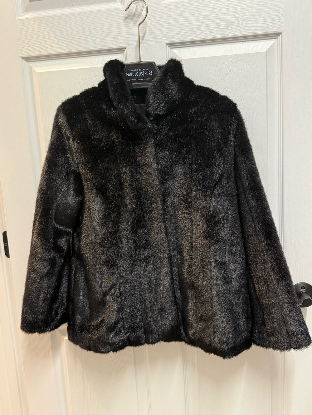 Fabulous Furs Black Faux Fur Black Mink Short Jacket